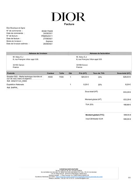 dior invoice|dior invoice generator.